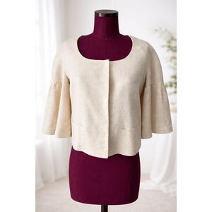 Banana Republic Cropped Linen Cream Jacket Size Small